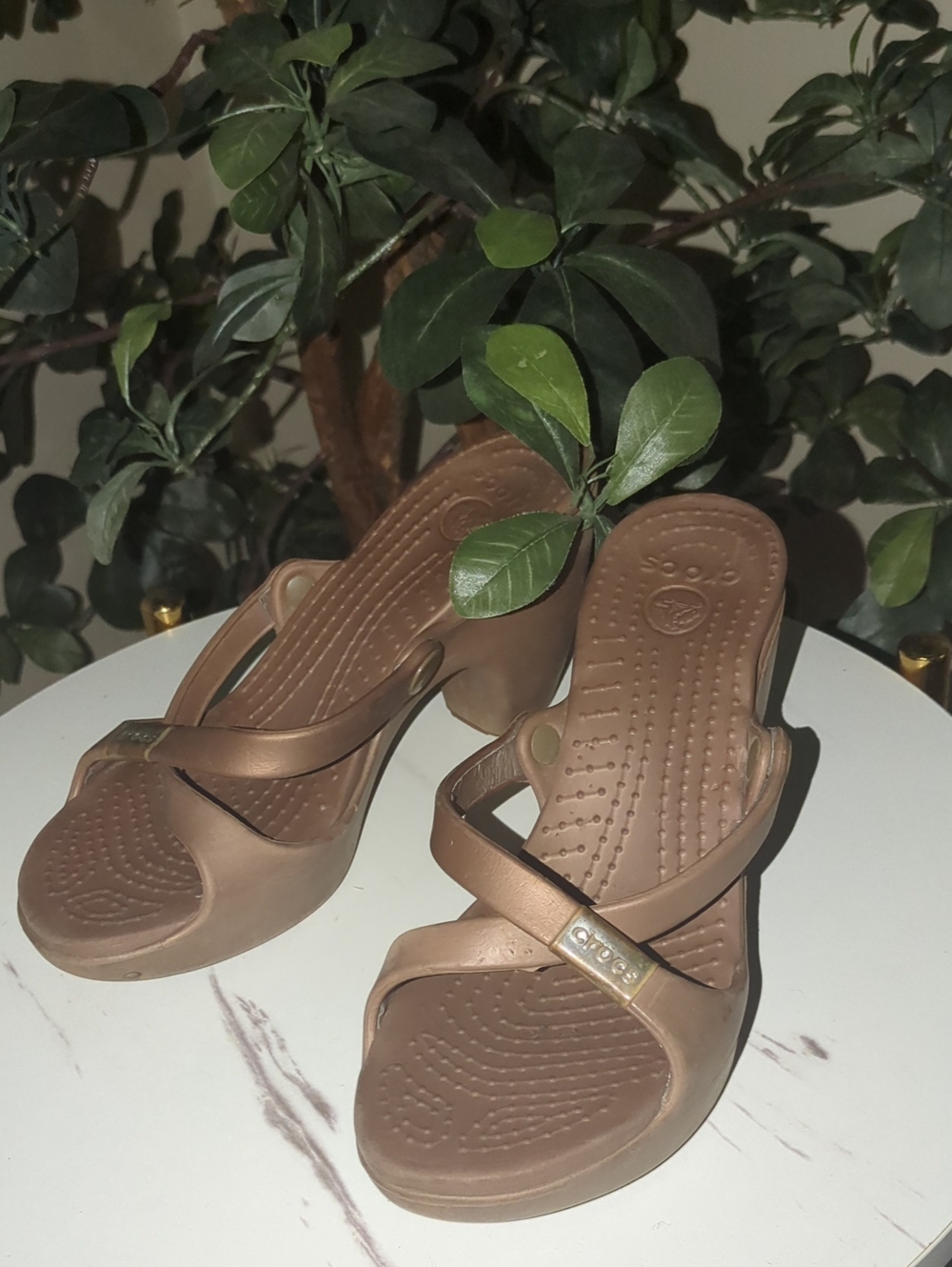 CROCS Brown Platform Sandal Heels